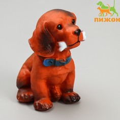 Игрушка пищащая большая "Пес с косточкой" для собак, 15 см Пижон