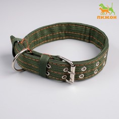 Ошейник четырехслойный, 64 х 4 см, ОШ 50-58 см, полиэстер, зелёный Пижон