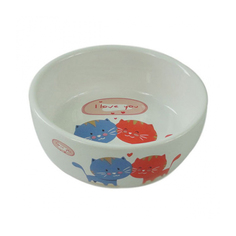 Миска для животных Foxie Cat Couple керамическая 12,5 х 4,5 см белая 300 мл