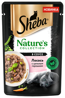 Влажный корм для кошек Sheba Natures Лосось с цельным горошком, 28шт по 75г