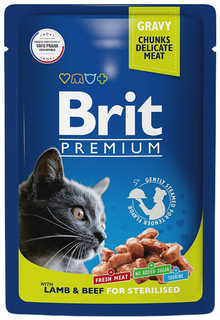 Влажный корм для кошек Brit Premium с ягненком и говядиной, 85 г Brit*