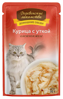 Влажный корм для кошек Деревенские лакомства курица с уткой, 70 г
