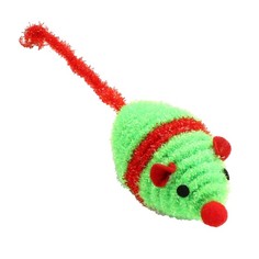 Игрушка Пижон Мышь новогодняя погремушка с бубенчиком, 8 см, зелёная/красная