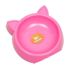 Миска Кошачьи ушки, розовая, 15 х 3,7 см No Brand