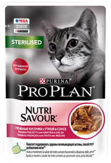Влажный корм для кошек Pro Plan Nutrisavour Sterilised для стерилизованных, утка, 85 г