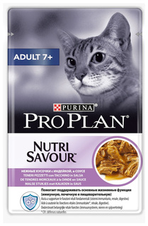 Влажный корм для кошек Pro Plan Nutrisavour Adult старше 7 лет. индейка в соусе, 85 г