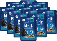 Влажный корм для кошек Brit Premium с курицей и перепелкой в соусе, 14 шт по 85 г Brit*
