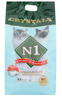 Наполнитель для туалета кошек №1 Crystals силикагелевый, 4 шт по 12,5 л N1