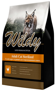Сухой корм для кошек Wildy Adult Cat Sterilized курица, 1 кг