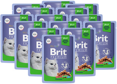 Влажный корм для кошек Brit Premium c курицей в желе, 14 шт по 85 г Brit*