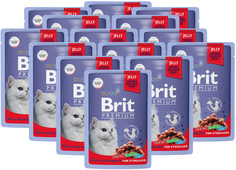 Влажный корм для кошек Brit Premium Мясное ассорти и потрошками в желе, 14 шт по 85 г Brit*
