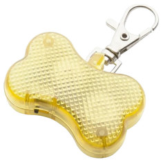 Медальон на ошейник Косточка для собак светодиодный желтый No Brand
