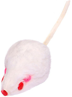 Игрушка для кошек PerseiLine Мышка из натурального меха с кошачьей мятой 5 х 2 см белая