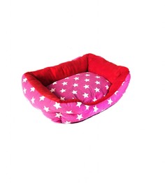 Лежак для животных Ripoma Звездочки прямоугольный, красно-розовый, 40 х 32 х 10 см