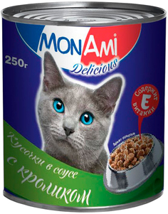 Консервы для кошек MON AMI кусочки в соусе с кроликом, 250 г