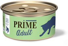 Консервы для кошек PRIME MEAT ADULT CAT с тунцом и кальмаром в собственном соку, 70 г P.R.I.M.E.