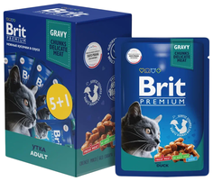 Влажный корм для кошек Brit Premium Cat Duck с уткой в соусе 6 шт по 85г Brit*