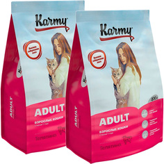 Сухой корм для кошек Karmy Adult с телятиной, 2 шт по 0,4 кг