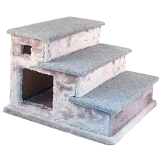 Домик для кошек и собак Дарэлл Ступени мех-ковролин серая 44x44x31 см