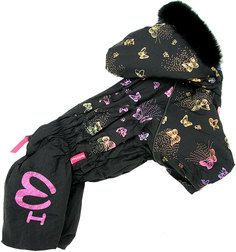Комбинезон для собак For My Dogs Бабочки FW1077-2021 F (20) для девочек черный
