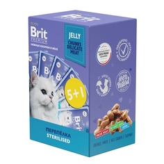 Влажный корм для кошек BRIT PREMIUM с перепелкой в желе, для стерилизованных, 6шт по 85г Brit*