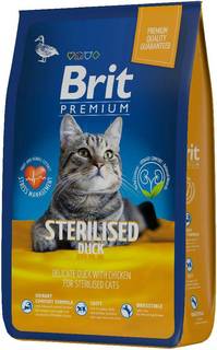 Сухой корм для кошек BRIT PREMIUM CAT DUCK & CHICKEN с уткой и курицей 2шт по 8кг Brit*