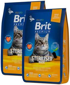 Сухой корм для кошек BRIT PREMIUM CAT DUCK & CHICKEN с уткой и курицей 2шт по 2кг Brit*