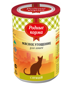 Консервы для кошек Родные корма с птицей, 12 шт по 340 г