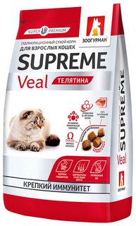 Сухой корм для кошек ЗООГУРМАН Supreme телятина 2 шт по 1,5 кг
