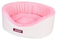 Лежак для собак и кошек Xody Премиум Пунто №0 38x26x15 см белый/розовый