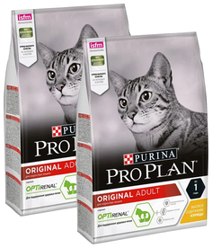 Сухой корм для кошек Pro Plan Cat Adult Chicken с курицей, 2 шт по 3 кг