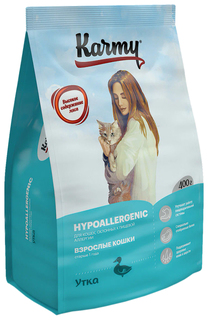 Сухой корм для кошек Karmy Hypoallergenic Утка, 2 шт по 400 г