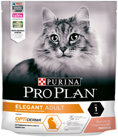 Сухой корм для кошек Pro Plan Cat Elegant с чувствительной кожей, с лососем, 2 шт по 400 г