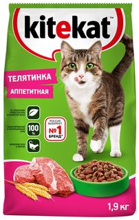 Сухой корм для кошек KiteKat телятина 2 шт по 1,9 кг