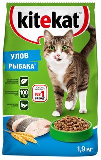 Сухой корм для кошек KiteKat Улов рыбака 2 шт по 1,9 кг
