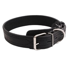 Ошейник для собак Zoomaster с двойной строчкой, кожа, черный, 1,5x25 см