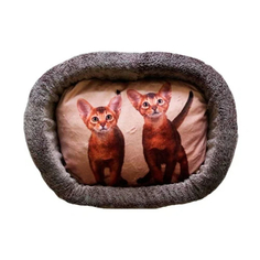 Лежак для кошек PerseiLine, дизайн № 6 принт 11 овальный 67 х 49 х 16 см