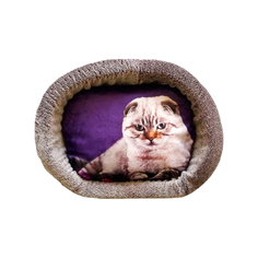 Лежак для кошек PerseiLine, дизайн № 3 принт 4 овальный 44 х 33 х 16 см