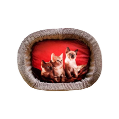 Лежак для кошек PerseiLine, дизайн № 5 принт 2 овальный 55 х 47 х 16 см