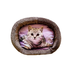 Лежак для кошек PerseiLine, дизайн № 6 принт 13 овальный 67 х 49 х 16 см