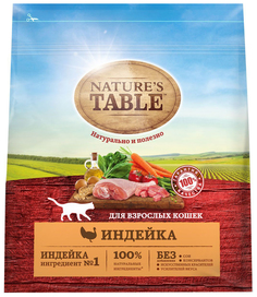 Сухой корм для кошек Natures Table индейка, 2 шт по 1,1 кг