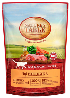 Сухой корм для кошек Natures Table индейка, 2 шт по 0,65 кг