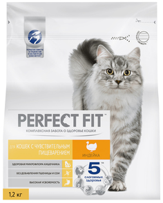 Сухой корм для кошек Perfect Fit Sensitive индейка, 2 шт по 1,2 кг