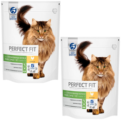 Сухой корм для кошек Perfect Fit Sterile 7+, для кастрированных, курица, 2 шт по 0,65кг