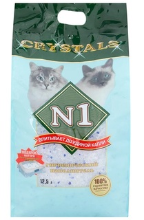 Наполнитель для туалета кошек №1 Crystals силикагелевый, 2 шт по 12,5 л N1