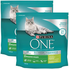 Сухой корм для кошек Purina One с индейкой и злаками, 2 шт по 1,5 кг