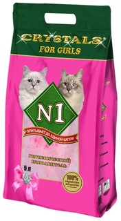 Наполнитель для туалета кошек №1 Crystals For Girls силикагелевый, 4 шт по 5 л N1