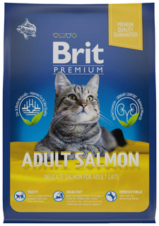 Сухой корм для кошек Brit Premium Adult лосось 2 шт по 400 г Brit*