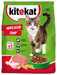 Сухой корм для кошек KiteKat с мясом 2 шт по 0,35 кг