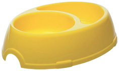 Миска для животных Доктор ZOO пластиковая двойная желтая, 2 шт по 0,15 л